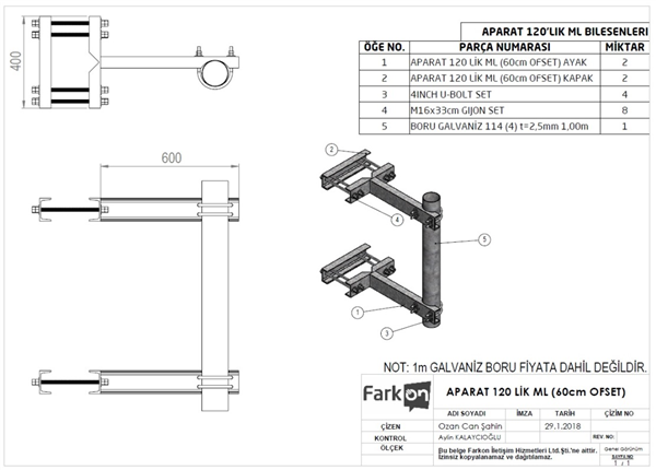 APARAT 120 LİK ML (60cm OFSET)